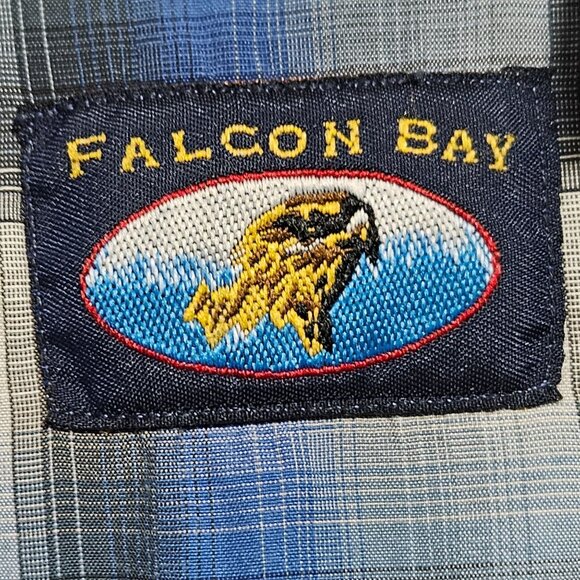 Falcon Bay Pearl Snap Western Shirt Mens Size Medium Blue Plaid Long Sleeve - Picture 5 of 6